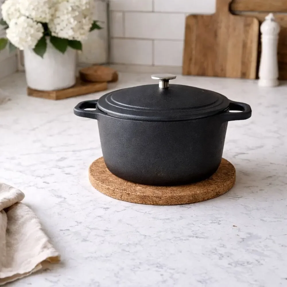 IKEA Cork Trivet Set (3) 7” Round Hot Pot Pads Heat Resistant Kitchen